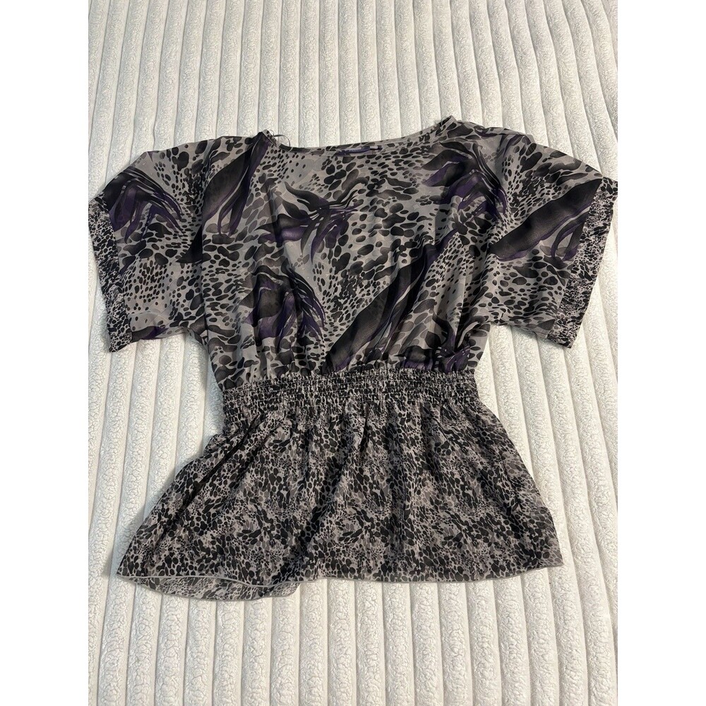 Vintage Y2K Miley Cyrus Max Azria Sheer Short Sleeve Blouse Tight Waist Women XL